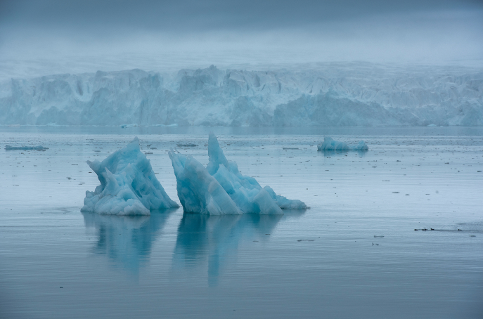 melting iceberg in the sea